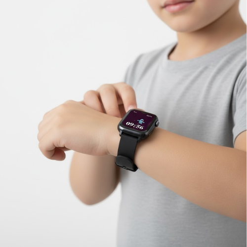Montre connectée noire pour enfant GPS étanche – Inofyt™ sécurité & appel SOS